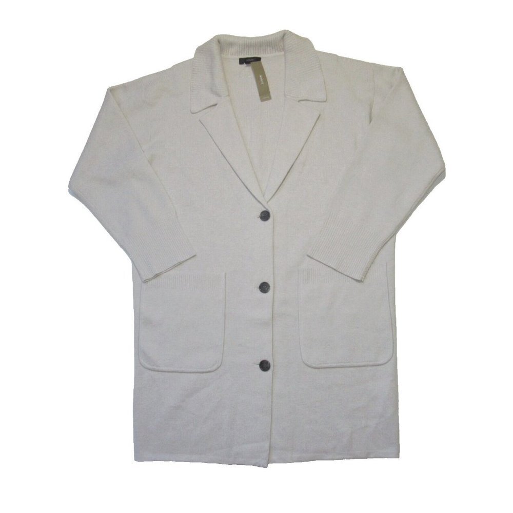 NWT J.Crew Collared Sweater-Jacket in Heather Dove Gray Oversized Cardigan XL
